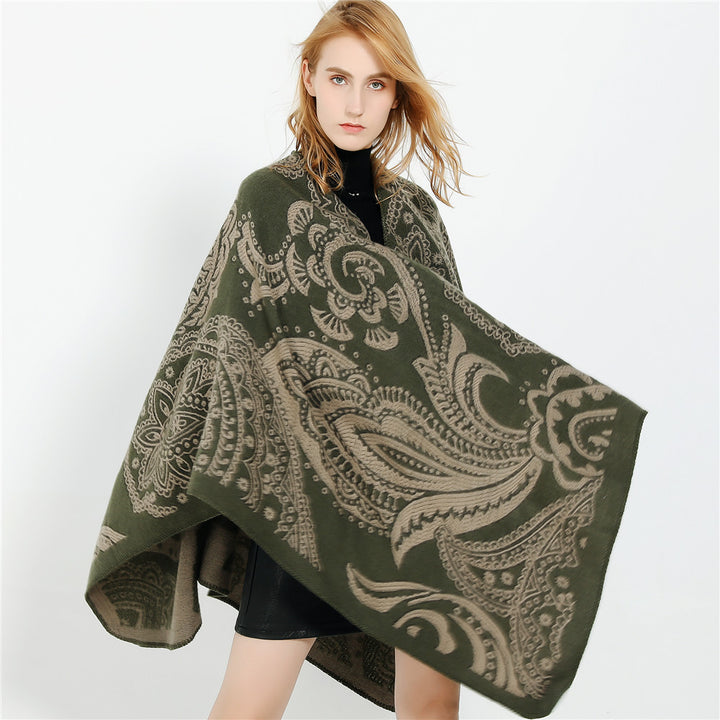 Damen Oversize-Ruana im Paisley-Jacquard mit offener Kimono-Silhouette Echo Archiv