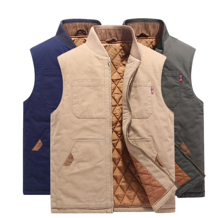 Herren Robust gefütterte Canvas-Arbeitweste mit Rautenstepp-Innenfutter und Brusttaschen – Marzano
