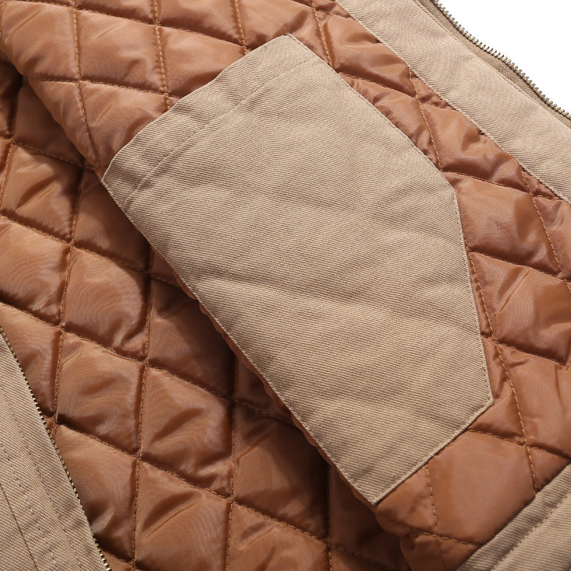 Herren Robust gefütterte Canvas-Arbeitweste mit Rautenstepp-Innenfutter und Brusttaschen – Marzano