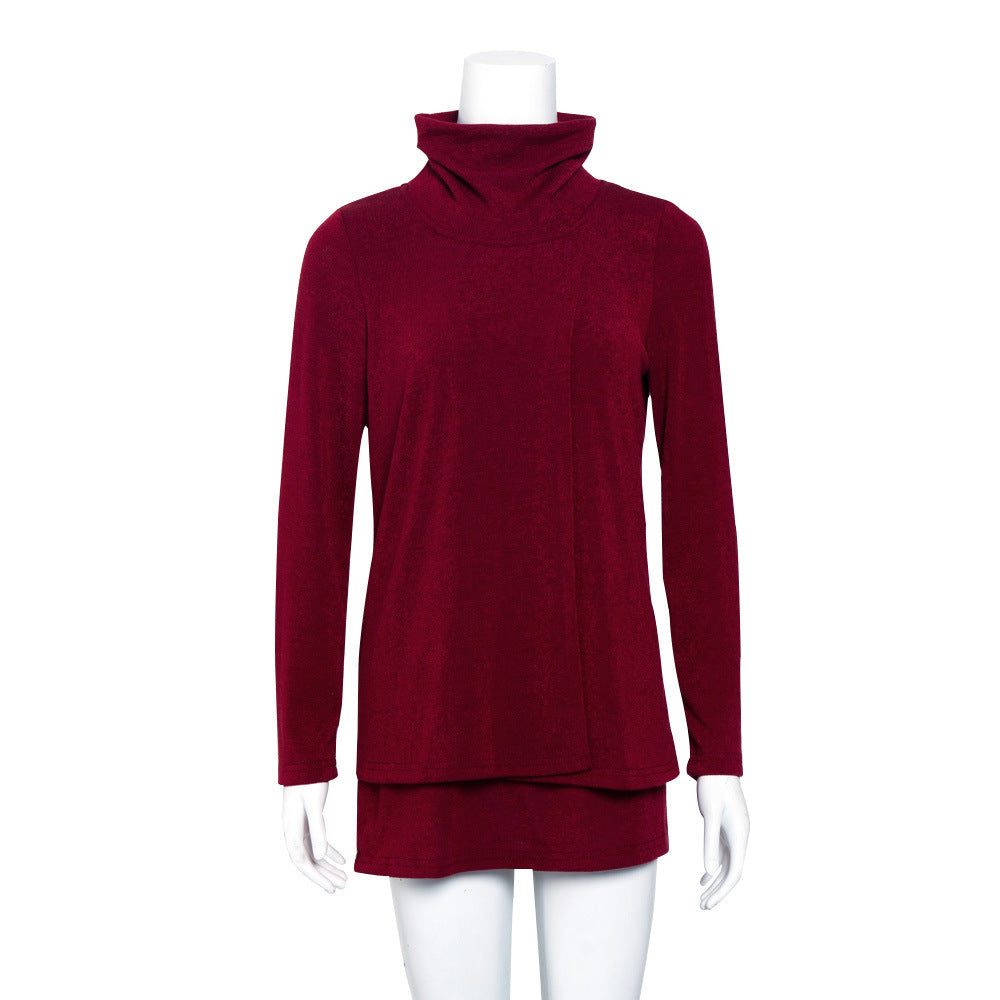 Damen Langer Rollkragen-Layering-Tunika aus weichem Jersey – Mavelle