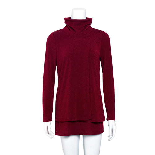 Damen Langer Rollkragen-Layering-Tunika aus weichem Jersey – Mavelle