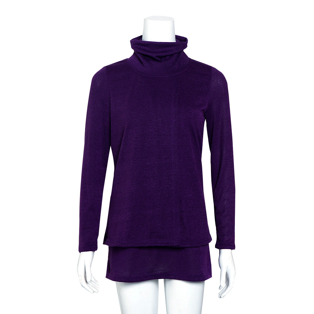 Damen Langer Rollkragen-Layering-Tunika aus weichem Jersey – Mavelle