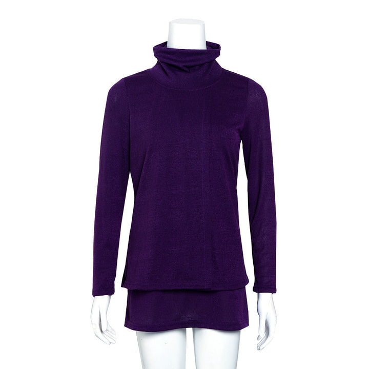 Damen Langer Rollkragen-Layering-Tunika aus weichem Jersey – Mavelle