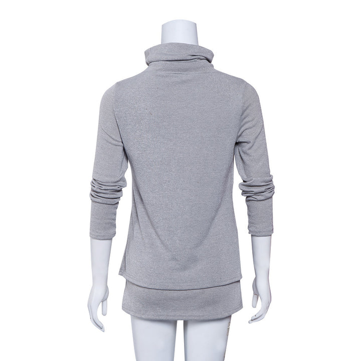 Damen Langer Rollkragen-Layering-Tunika aus weichem Jersey – Mavelle