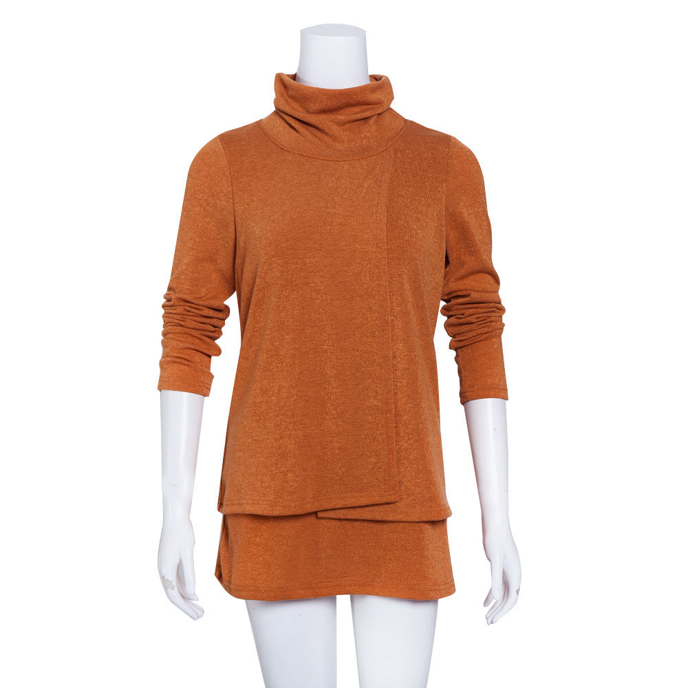 Damen Langer Rollkragen-Layering-Tunika aus weichem Jersey – Mavelle