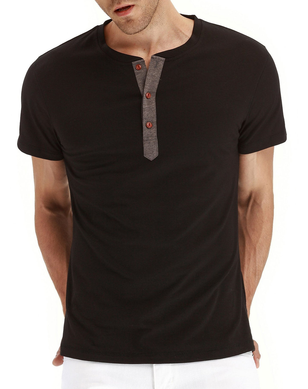 Herren Kurzarmshirt mit innovativem Knopfdesign Echoarchiv