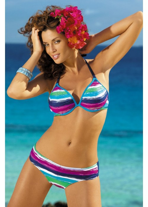 Damen Gestreiftes Bikini-Set mit Push-Up-Oberteil Echo Archiv