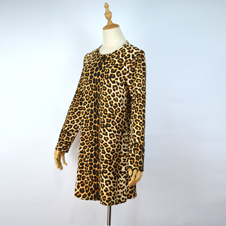 Damen Lockeres Swing-Kleid mit Rundhalsausschnitt, A-Linie & langen Ärmeln Echoarchiv