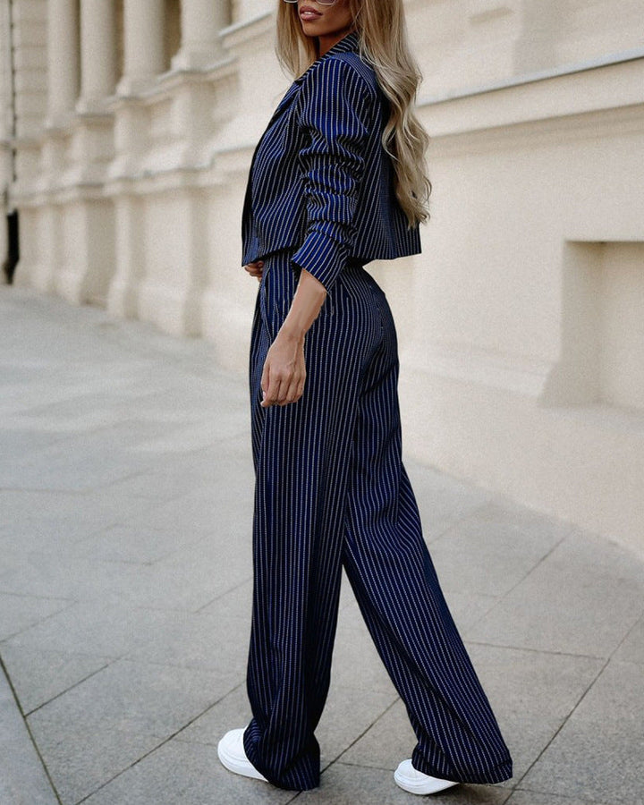 Echoarchiv | Delig Blazer Set Damenanzug Cropped Blazer mit Hose