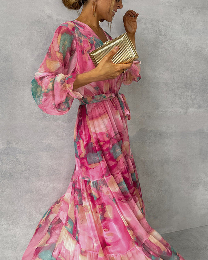 Echoarchiv | Elegantes Kleid mit Print und Plissiertem Rock