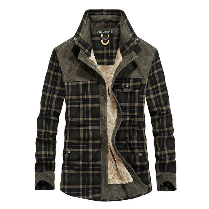 Herren Flanelljacke mit warmem Sherpa-Innenfutter und modischem Karomuster Echoarchiv