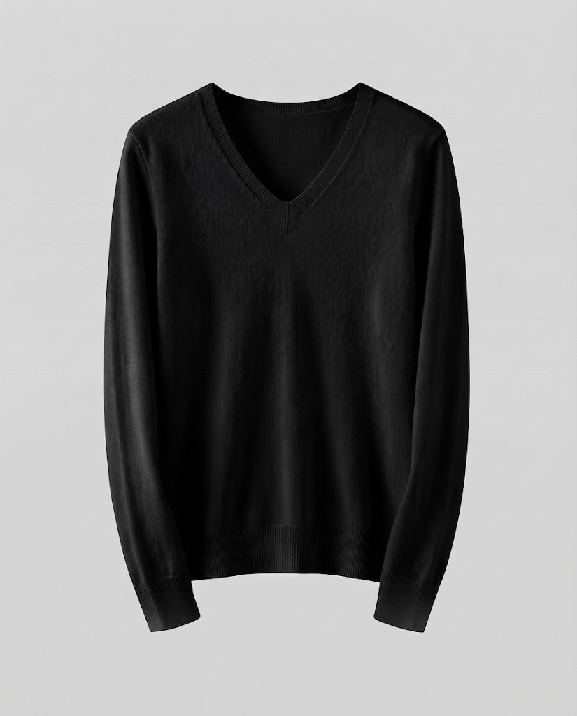 Damen Feinstrick V‑Ausschnittpullover in Kaschmir‑Optik mit schmaler Silhouette Echoarchiv