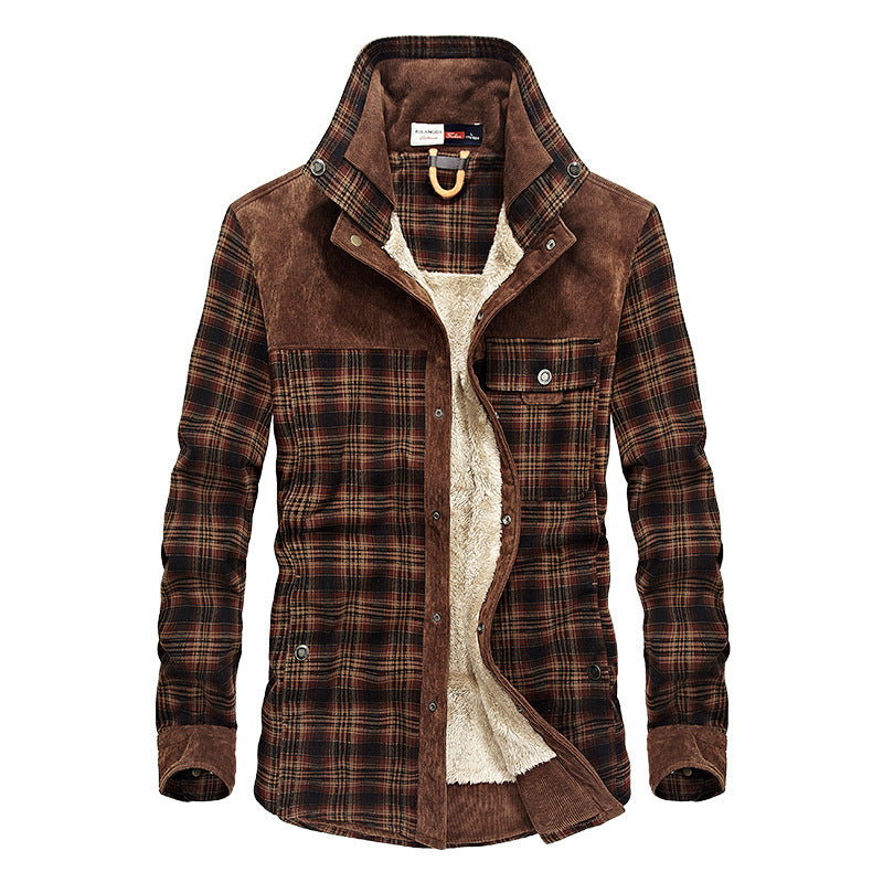 Herren Flanelljacke mit warmem Sherpa-Innenfutter und modischem Karomuster Echoarchiv