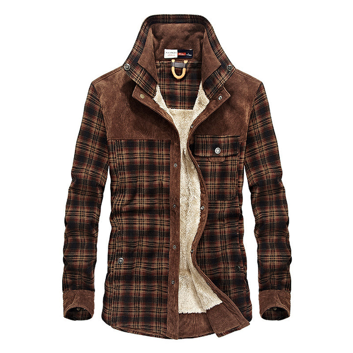 Herren Flanelljacke mit warmem Sherpa-Innenfutter und modischem Karomuster Echoarchiv