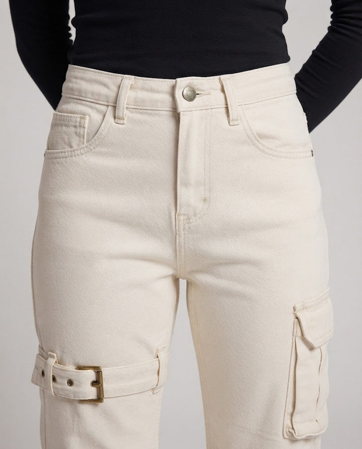 Damen Cargo‑Palazzo‑Hose mit Utility‑Taschen und Beinschnalle Echo Archiv
