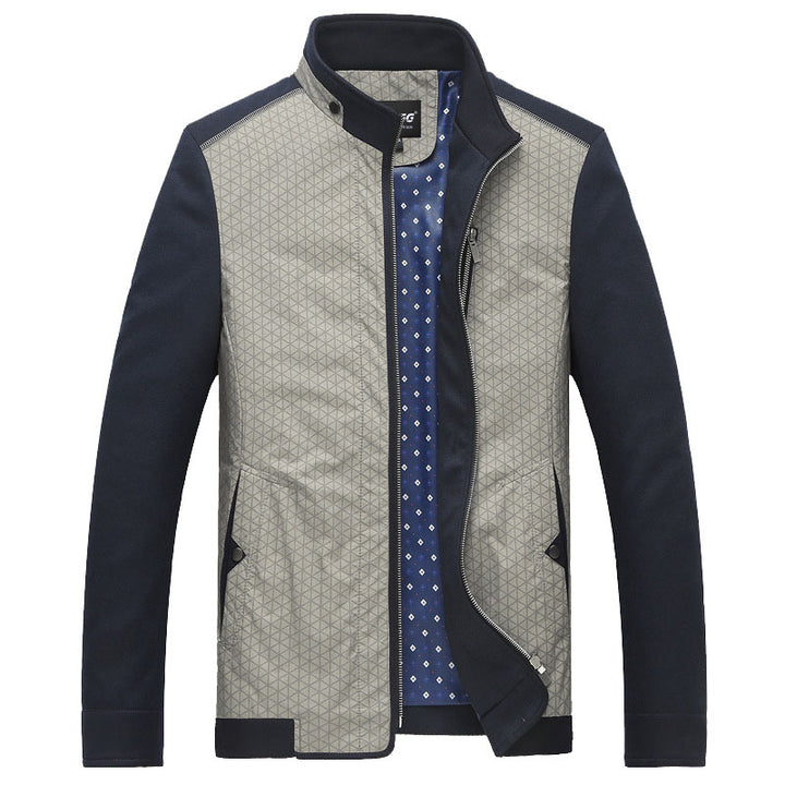 Herren Hybrid-Übergangsjacke mit gesteppter Front, Jersey-Ärmeln und Stehkragen – Taviero