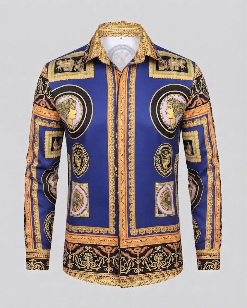 Herrenmodehemd mit künstlerischem Druck und eleganten Details Echo Archiv