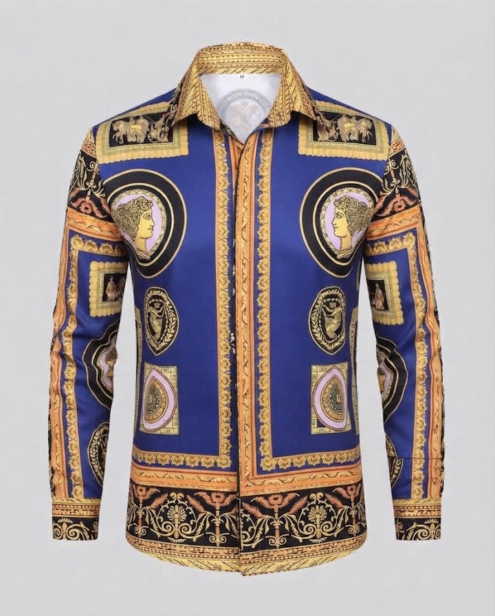 Herrenmodehemd mit künstlerischem Druck und eleganten Details Echo Archiv