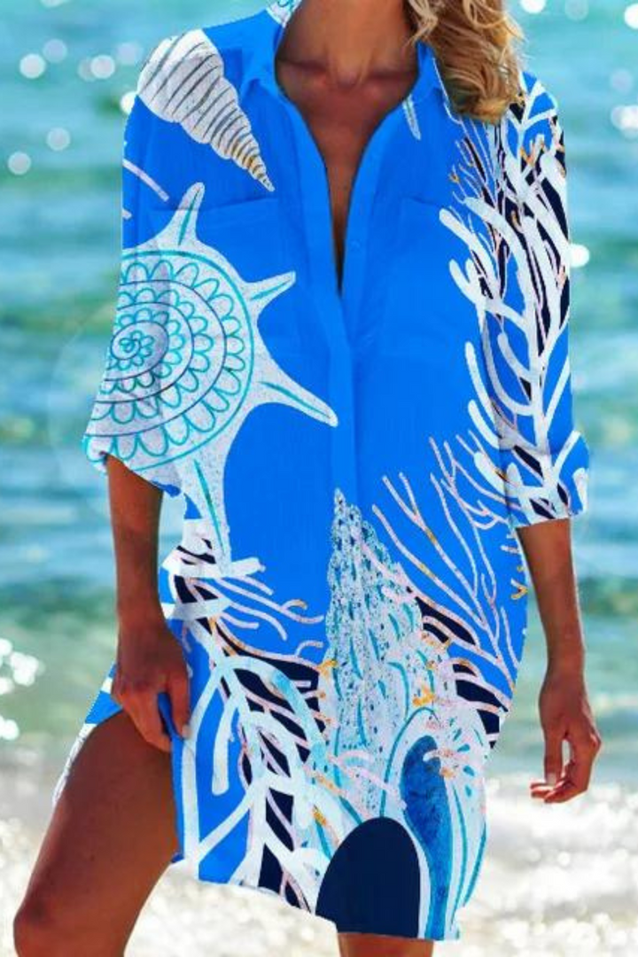 Echoarchiv - Lange Strandbluse mit Meeresmotiv
