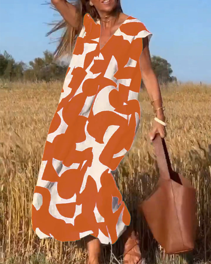 Echoarchiv | Amara Maxikleid mit Print und V-Ausschnitt