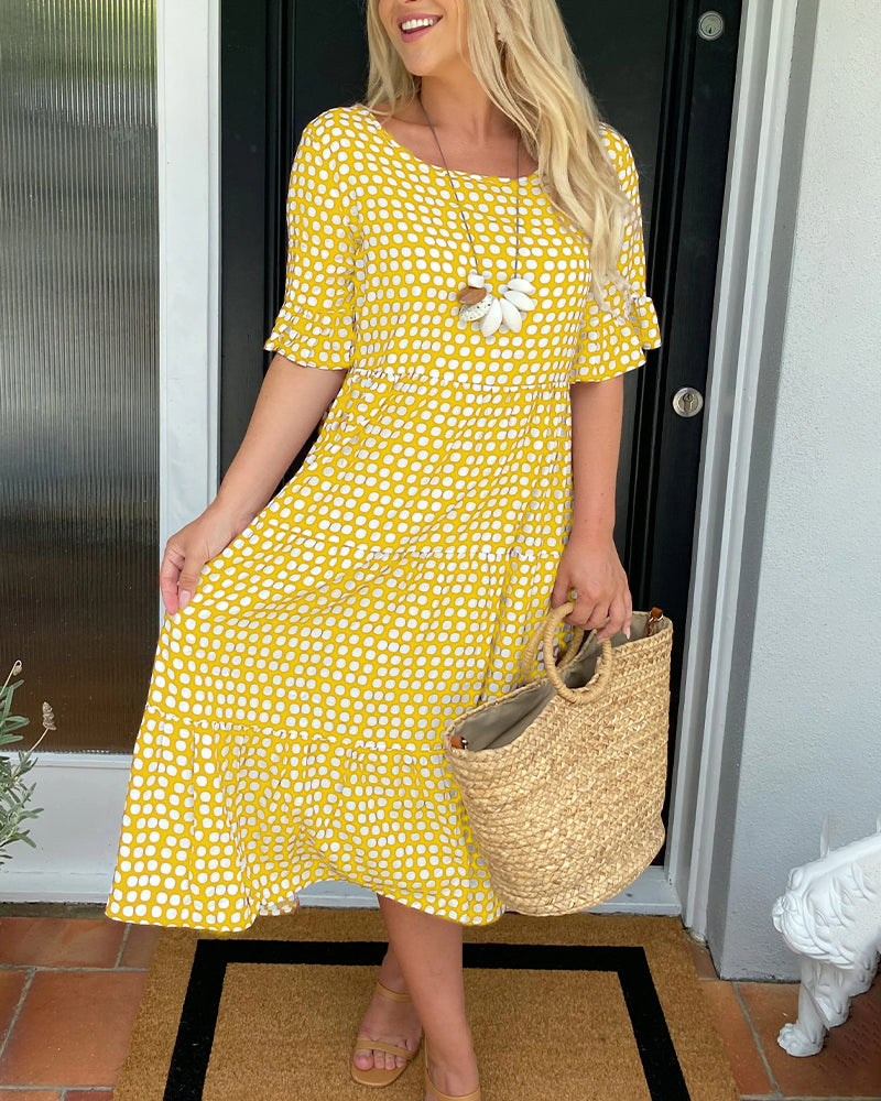 Echoarchiv | Midikleid mit Rundhalsausschnitt und Polka-Dot-Print