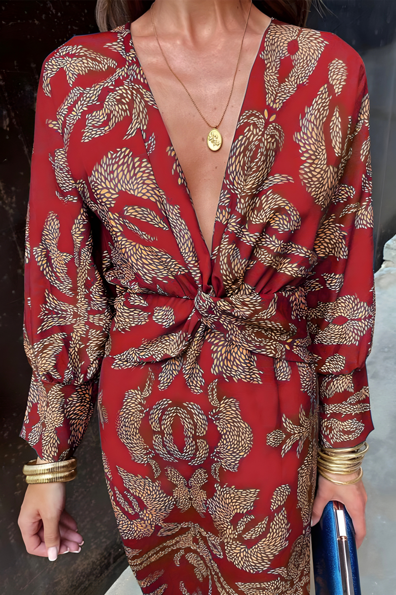 Echoarchiv | Knotendes V-Ausschnitt Maxikleid