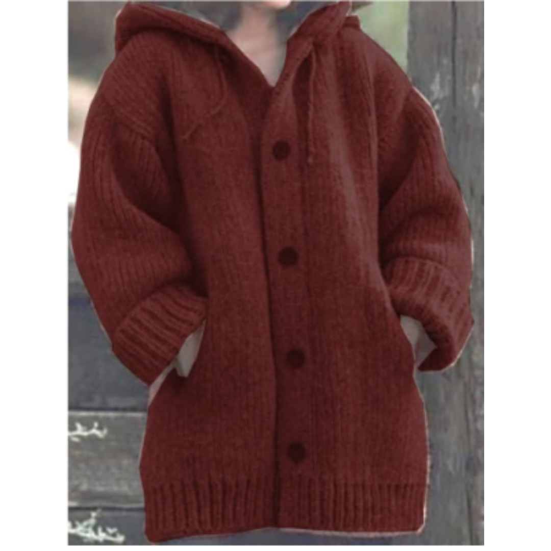 Kuscheliger Strickmantel Mit Kapuze Für Damen – Célinea