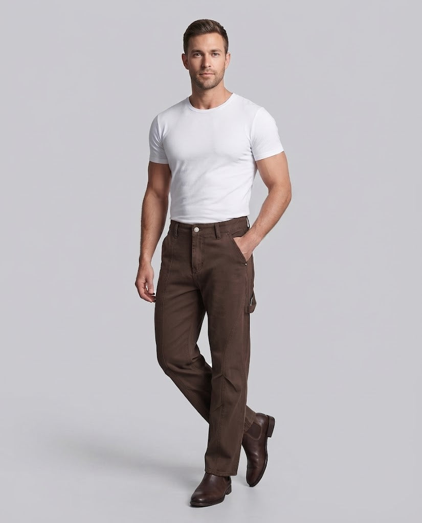 Herren Carpenter-Hose aus robustem Baumwoll-Twill mit weitem Bein Echo Archiv