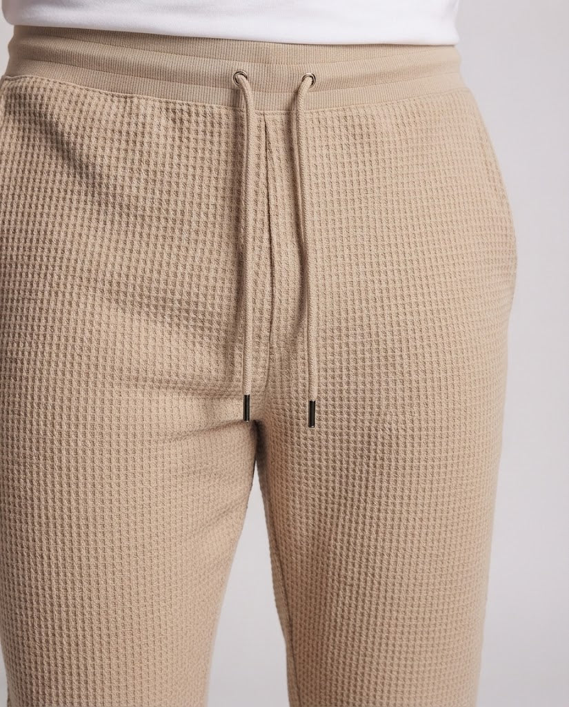 Herren Waffelstrick-Jogginghose mit Kordelzug Bündchen und Eingrifftaschen Echo Archiv
