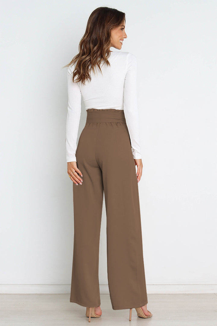 Hohe Taille Paperbag Hose mit Schleifendetail – Avélisse