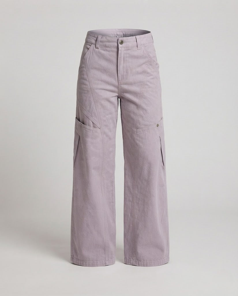 Damen Weit geschnittene utilitaristische Hose mit Ziernahtpaneelen und Cargo-Taschen Echo Archiv
