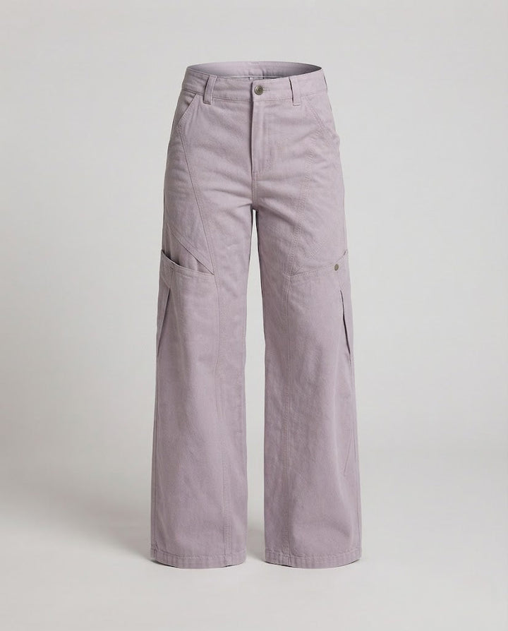 Damen Weit geschnittene utilitaristische Hose mit Ziernahtpaneelen und Cargo-Taschen Echo Archiv