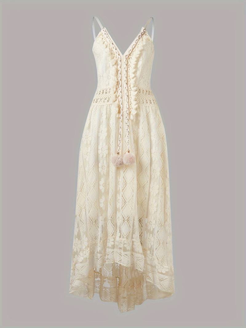 Echoarchiv – boho-maxi-sommerkleid mit spaghettiträgern und v-ausschnitt