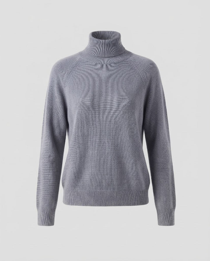 Damen Feinstrick-Rollkragenpullover aus Kaschmir-Mix mit Raglanärmeln und feinem Rippbund Echoarchiv