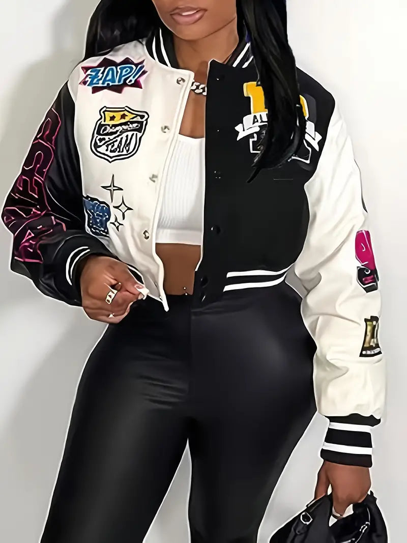 Echoarchiv | Damen Varsity-Jacke mit Briefdruck