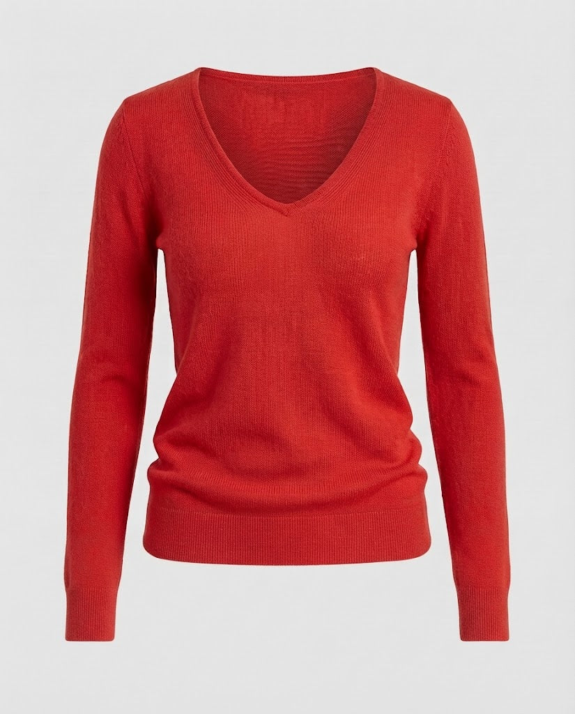 Damen Feiner V-Ausschnitt Feinstrickpullover in Angora‑Optik mit schmaler Silhouette Echo Archiv