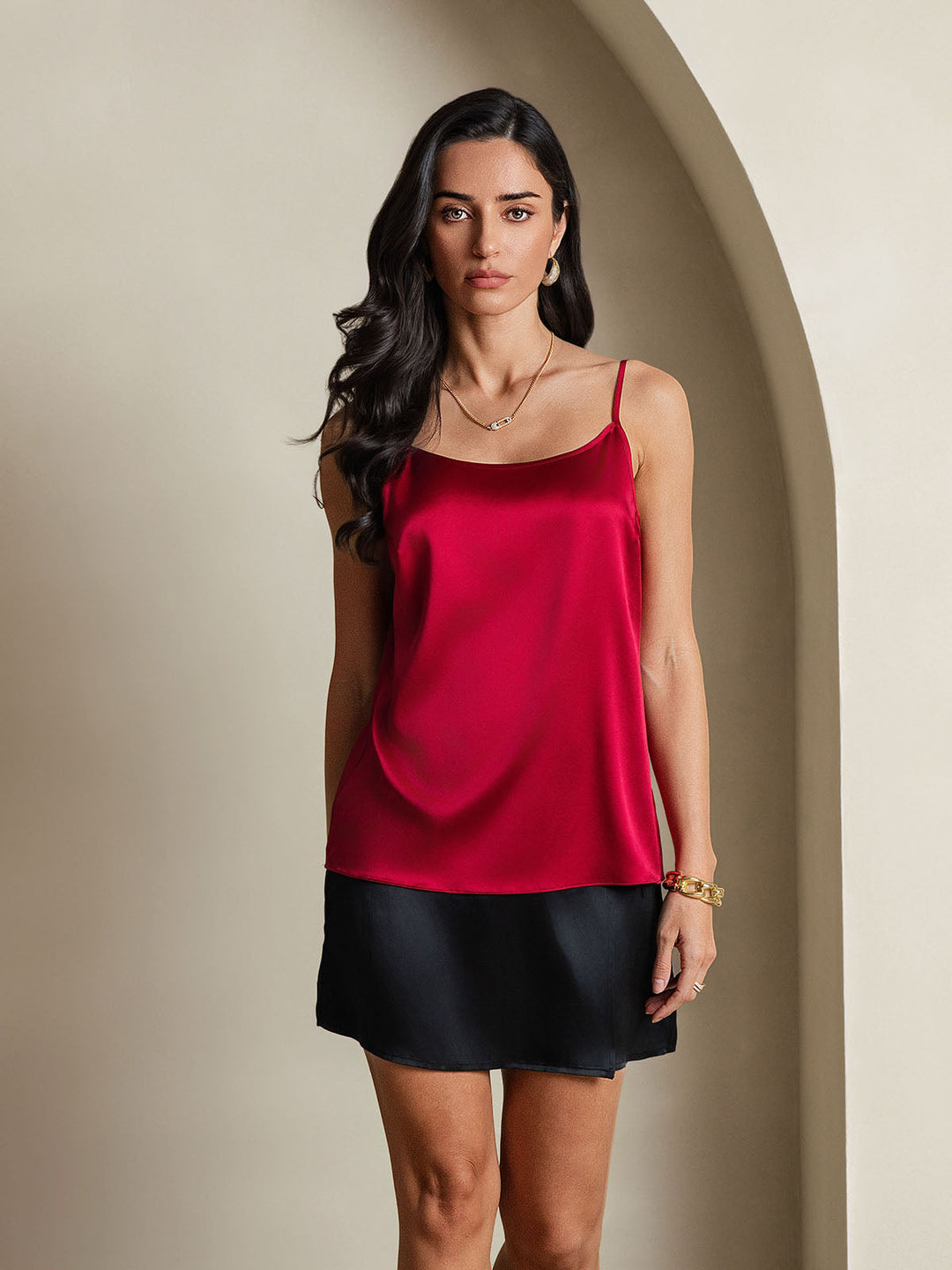 Echoarchiv | Seide Entspannt Spaghettiträger Camisole Top