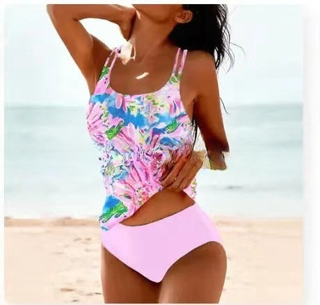 Echoarchiv | Retro Hochgeschnittenes Bikini mit Stranddruck