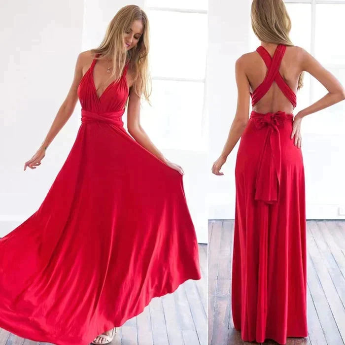 elastisches Wickelkleid mit Trägern – Élara