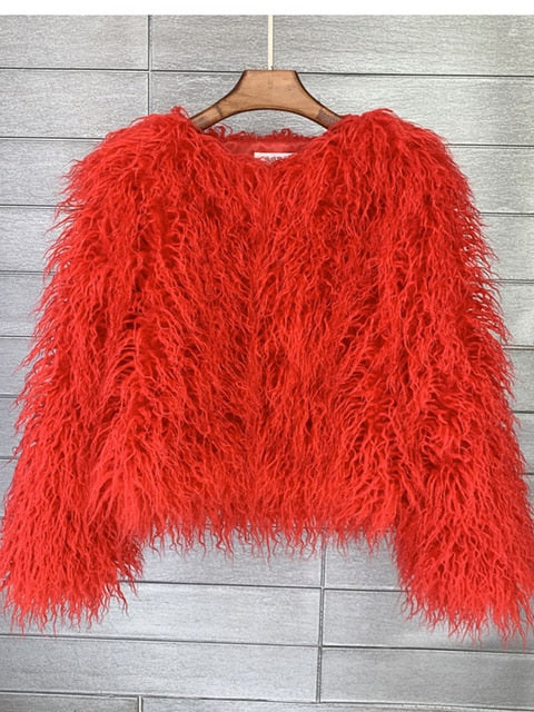 Echoarchiv | Eleganter Warmer Kunstpelzmantel Für Herbst Und Winter