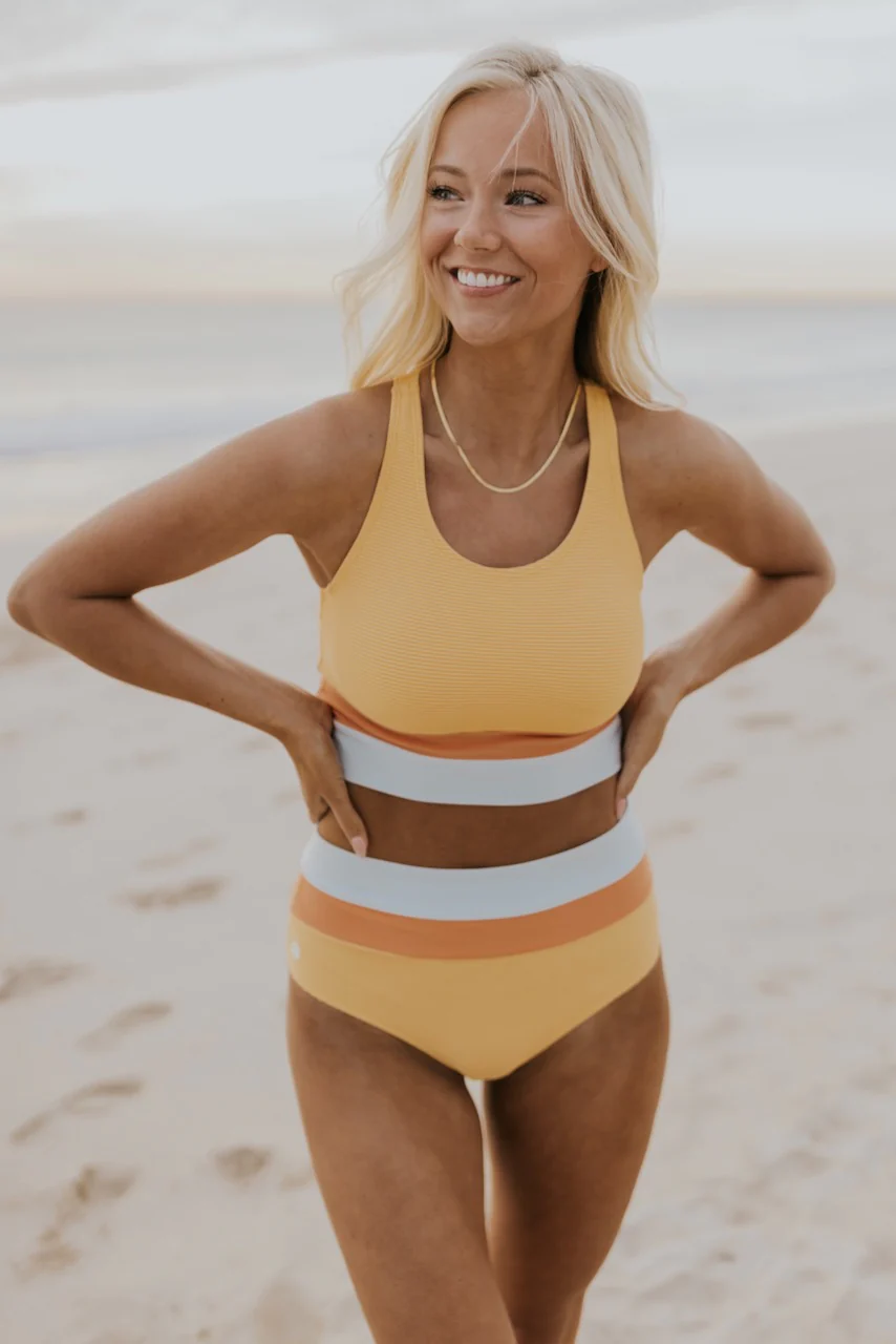 Echoarchiv | Schwarzes Colorblock Cut Back Bikini-Set