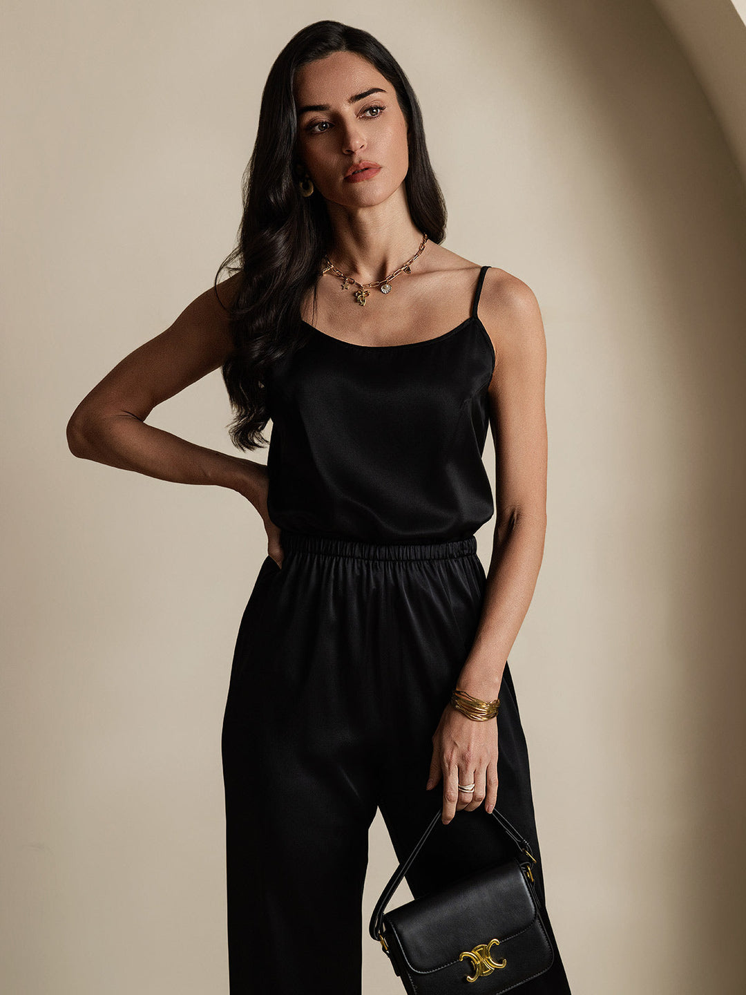 Echoarchiv | Seide Entspannt Spaghettiträger Camisole Top