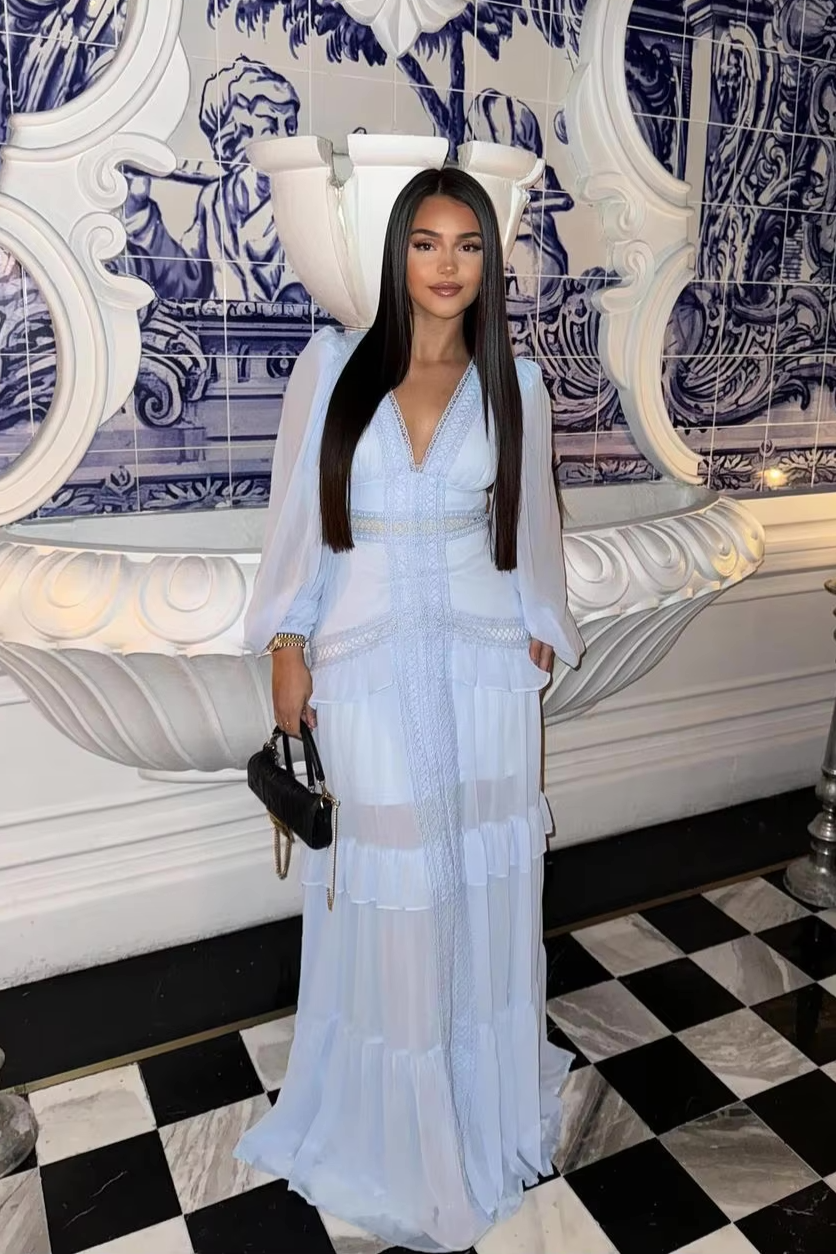 Amy Lange Ärmel Maxi-Kleid Für Damen – Valéora