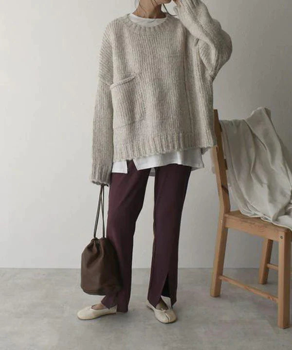 Bequemer Oversize-Pullover mit Tasche – Mavelle