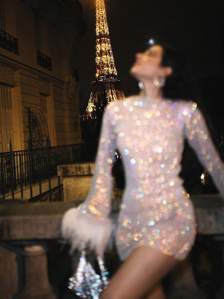 Echoarchiv | Glänzendes Festkleid Mit Mesh-Stoff Für Damen FestEchoarchiv