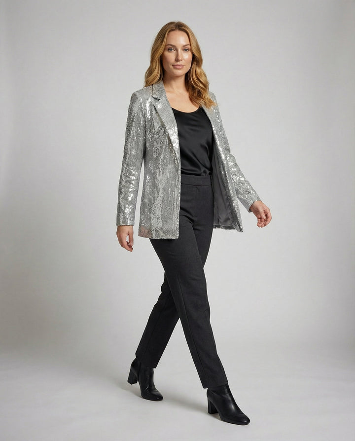 Glamouröser Pailletten Revers Blazer | Echoarchiv
