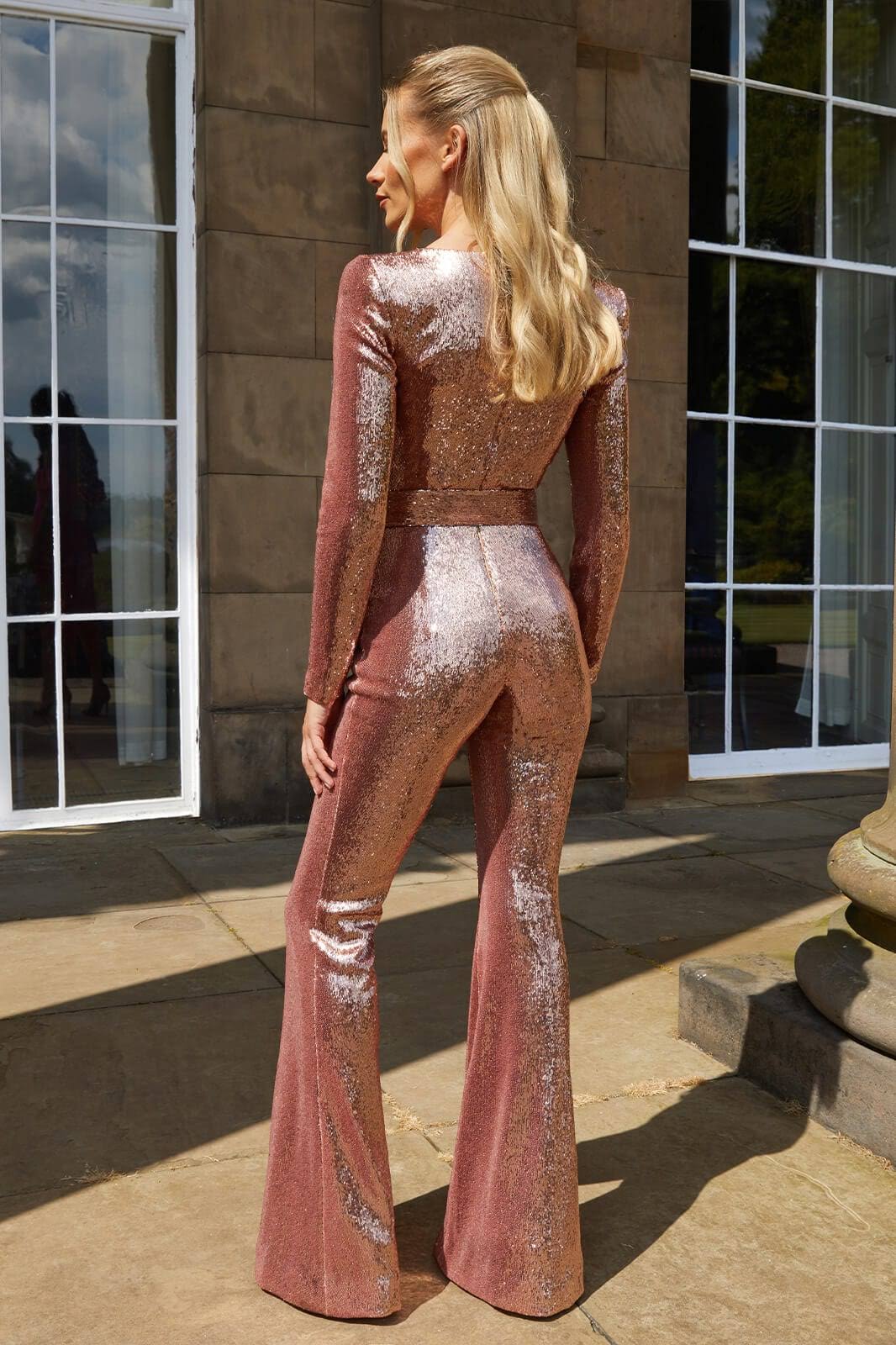 Pailletten Langarm Jumpsuit – Solévia