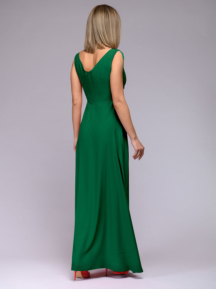 Echoarchiv | Elegantes Maxi Kleid mit Tiefem V-Ausschnitt und Schlitz