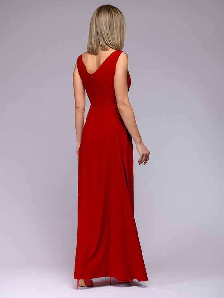 Echoarchiv | Elegantes Maxi Kleid mit Tiefem V-Ausschnitt und Schlitz