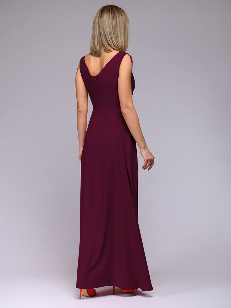 Echoarchiv | Elegantes Maxi Kleid mit Tiefem V-Ausschnitt und Schlitz